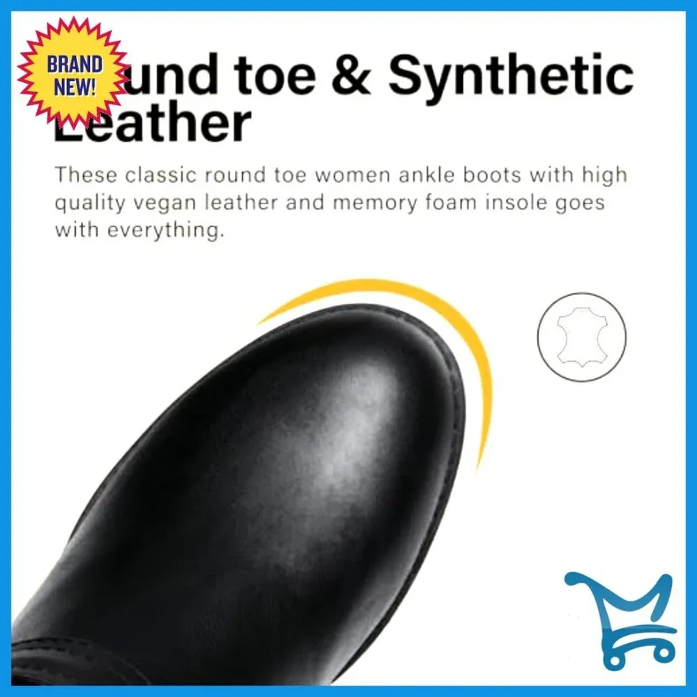 Leather Ankle Boots Low Heel Chelsea Booties Side Zipper Winter Snow Shoes